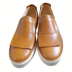 Tan Leather Slip-On Women's Shoes